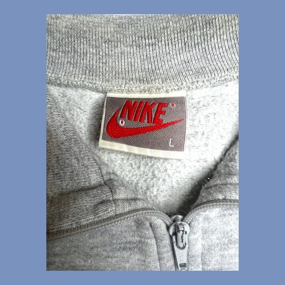 Vintage Nike 1/4 Zip Up Jacket Spell out Sweatshirt Blue/White Block Grey Tag - Picture 3 of 8